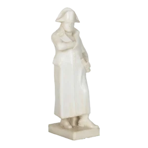 French Antique Carved Alabaster Sculpture Statue of Napoleon, 20 1/2” H
