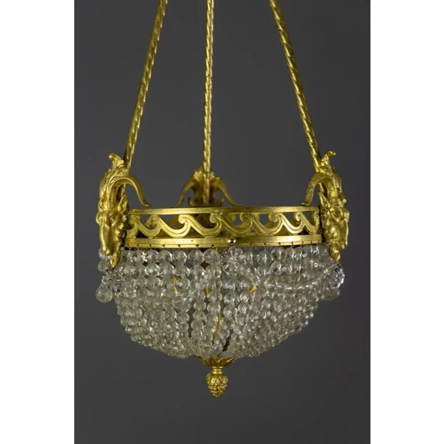 French Neoclassical Style Bronze and Crystal Glass Chandelier, 1920s For Sale - Image 3 of 18