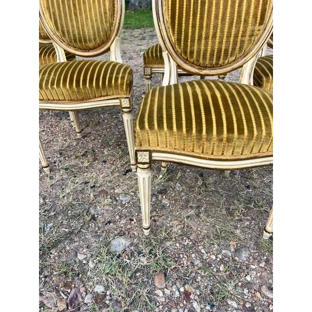 French 19th Century Louis XVI Painted Walnut Dining Chairs - Set of 6 For Sale - Image 10 of 12