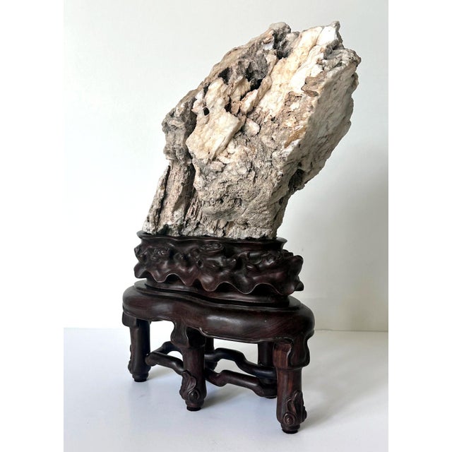 Asian Rare Chinese Xuan Scholar Stone on Display Stand For Sale - Image 3 of 18