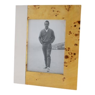 Milo Baughman Modernist Burl Wood and Metal Picture Frame, circa 1960 For Sale