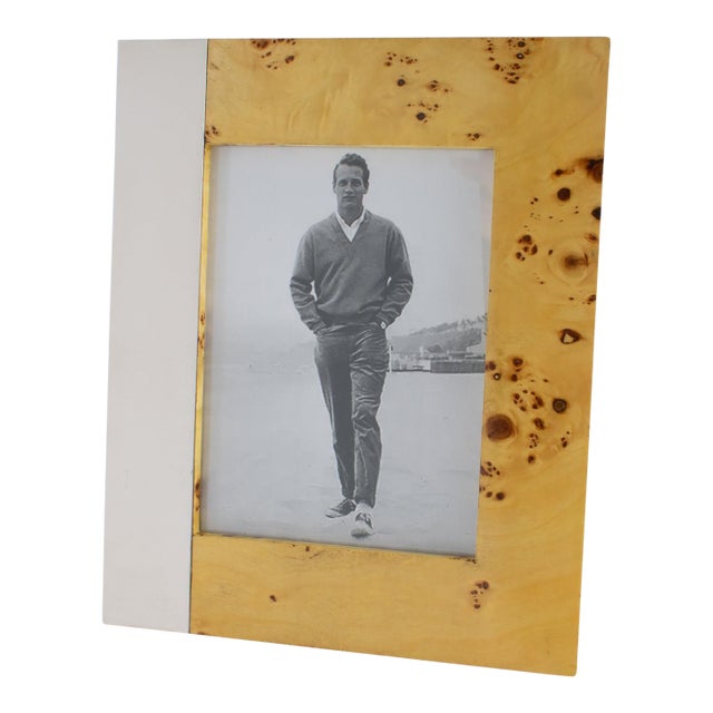 Milo Baughman Modernist Burl Wood and Metal Picture Frame, circa 1960 For Sale
