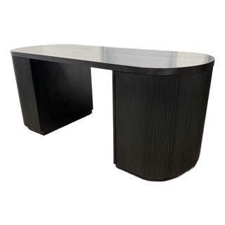 Mermelada Estudio for Cb2 Reid Oval Black Wood Storage Desk For Sale