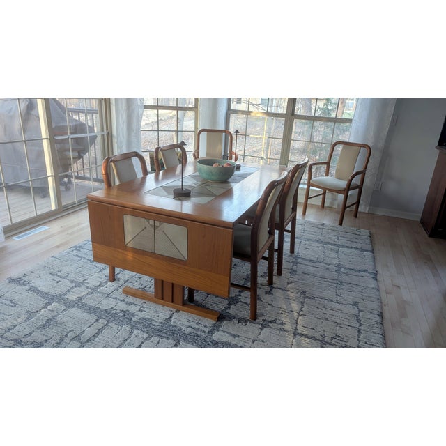 Mid-Century Modern Gorgeous Mid-Century Danish Modern Gangsø Møbler Dining Tables With Six Matching Gangsø Møbler Chairs (1990s) For Sale - Image 3 of 6