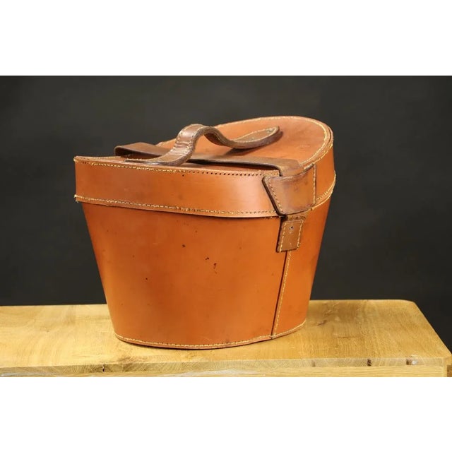Round Leather Hat Trunk For Sale - Image 9 of 10