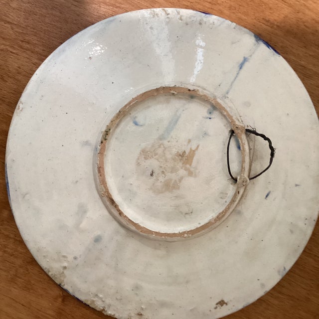 Antique Andalusian Ceramic Blue & White Glaze Wall Plate From Fajalauza (Granada) Spain For Sale In Chicago - Image 6 of 12