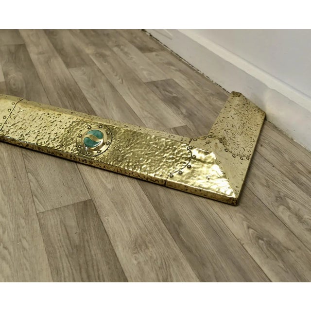 Antique Arts and Crafts Brass Fender For Sale - Image 5 of 9