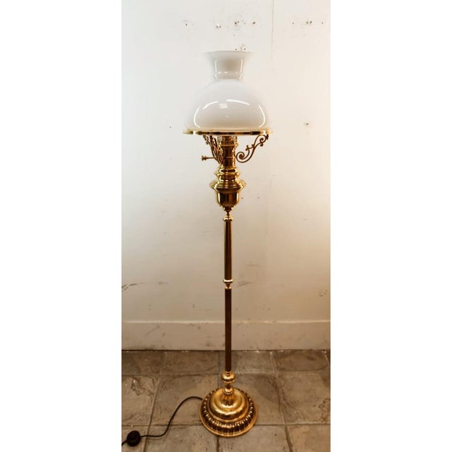 Brass and Opal Glass Floor Lamp For Sale - Image 17 of 18