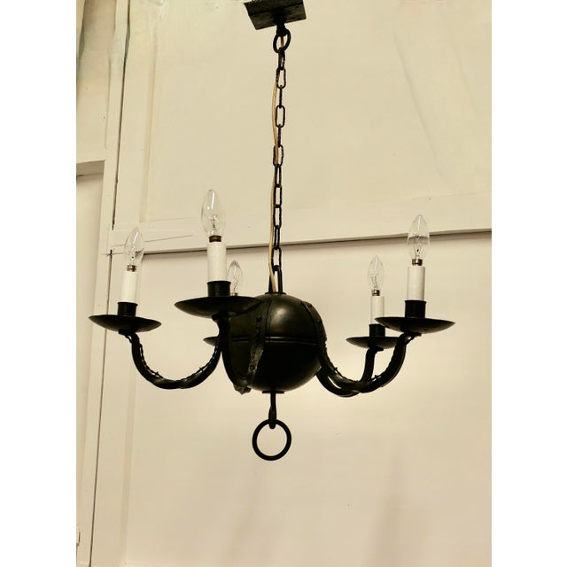 Gothic Iron and Wood Chandelier, 1920s For Sale - Image 12 of 13