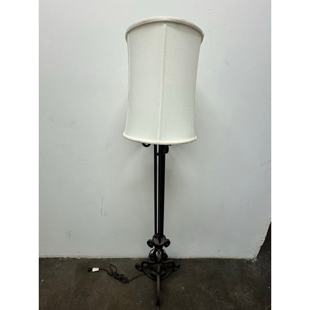 Metal Vintage Art and Craft/Spanish Style Iron Work Floor Lamp For Sale - Image 7 of 12