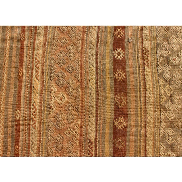 Brown Vintage Turkish Kilim Runner Warm Earth Tones Gold Brown Wool Flatweave For Sale - Image 8 of 10