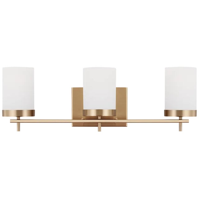 Modern Sean Lavin By Visual Comfort Studio Zire 3-Light Bath Fixture in Satin Brass For Sale - Image 3 of 3