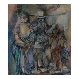 Victorian Couple With Angel - Figurative Abstract by David Rosen (B.1912)