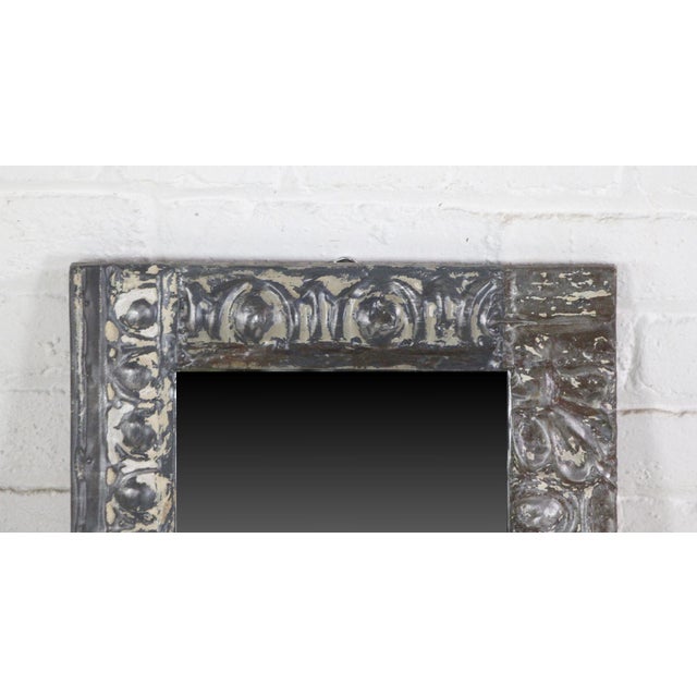 Traditional Handmade Neutral Mixed Pattern Antique Tin Ceiling Wall Mirror For Sale - Image 3 of 5