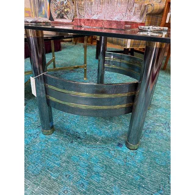 Mid-Century Modern Vintage Romeo Rega (Designer) Chrome, Brass and Glass Top Coffee Table For Sale - Image 3 of 3