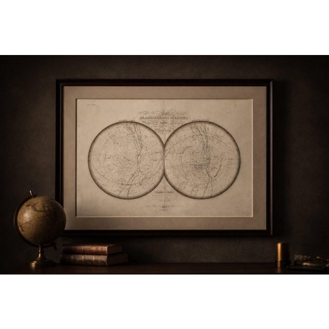Black Antique Celestiall Planispheres Map by Lapie, 1838 For Sale - Image 8 of 9