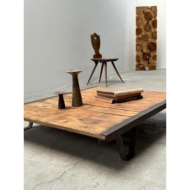 Vintage Industrial Palette Coffee Table in Wood and Steel, Germany, 1930s For Sale - Image 6 of 17