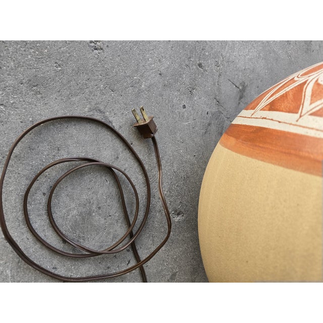 1970's Ceramic Sun Table Lamp, Signed Brown For Sale - Image 11 of 11