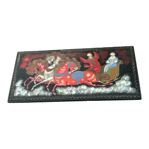 1970s Folk Art Black Lacquer Box