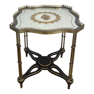 John Richard Gold Table With Mirrored Top With Conch Detail For Sale
