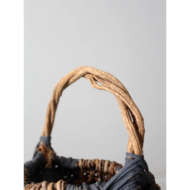 Brown Antique Buttocks Basket For Sale - Image 8 of 12