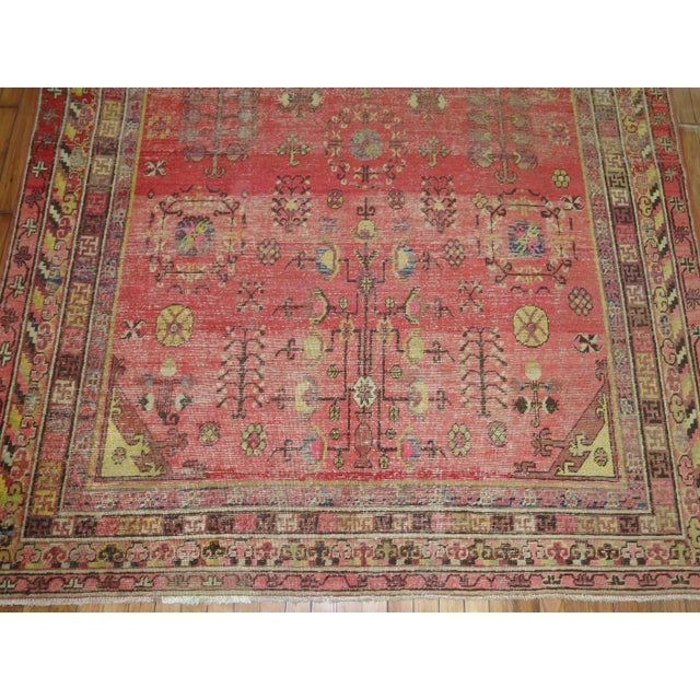 Red Zabihi Collection Khotan Worn Gallery Size Rug For Sale - Image 8 of 8