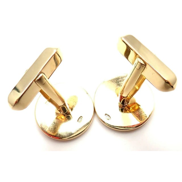 Metal Bvlgari Bulgari 18k Yellow Gold Black Onyx Cufflinks, Pair For Sale - Image 7 of 9