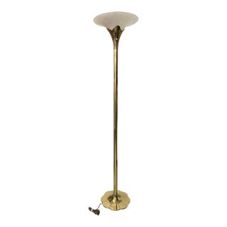 Mid 20th Century Brass Torchiere Floor Lamp by Stiffel For Sale