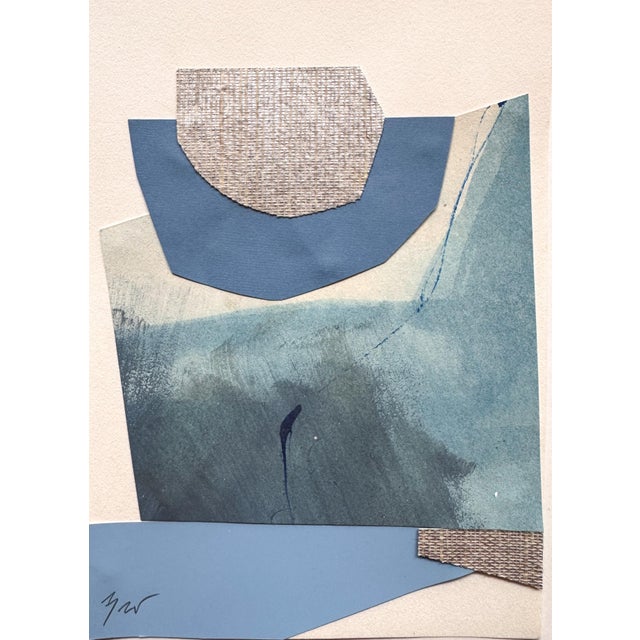 Abstract "Im Blue 4" Original Mixed-Media Collage on Paper by Zac Woodiel For Sale - Image 3 of 8