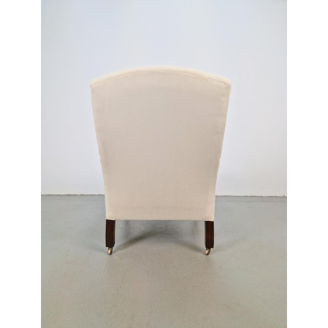 1970s 19th Century Classic English Country House Armchair in Linen, 1970s For Sale - Image 5 of 12