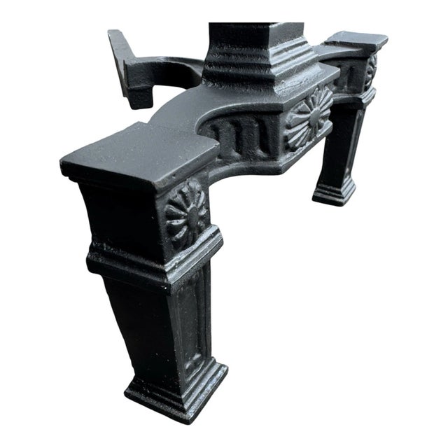 Pair of 1920s Neoclassical Cast Iron Fireplace Andirons With Urn Finials For Sale - Image 14 of 17