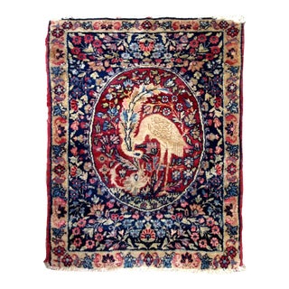1880s Handmade Antique Persian Kerman Lavar Rug For Sale