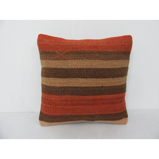 Turkish Orange & Brown Kilim Pillow Cover For Sale - Image 4 of 4
