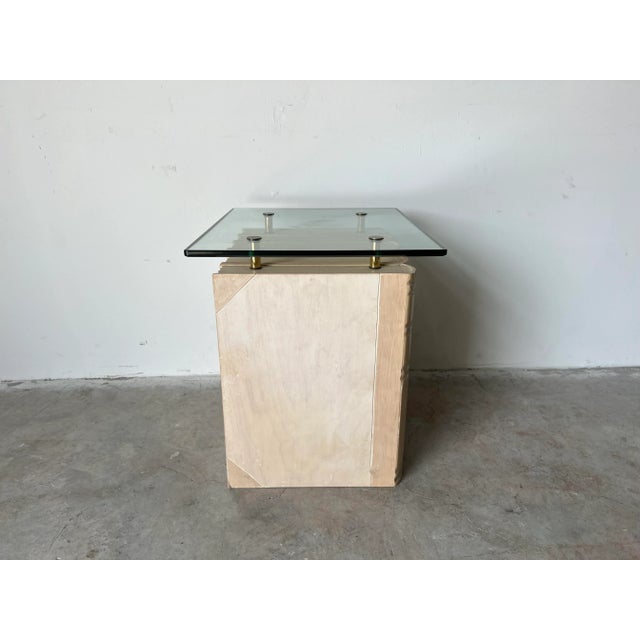 Vintage Sculptural Books - Shape Side Table W/ Glass Top For Sale - Image 12 of 13