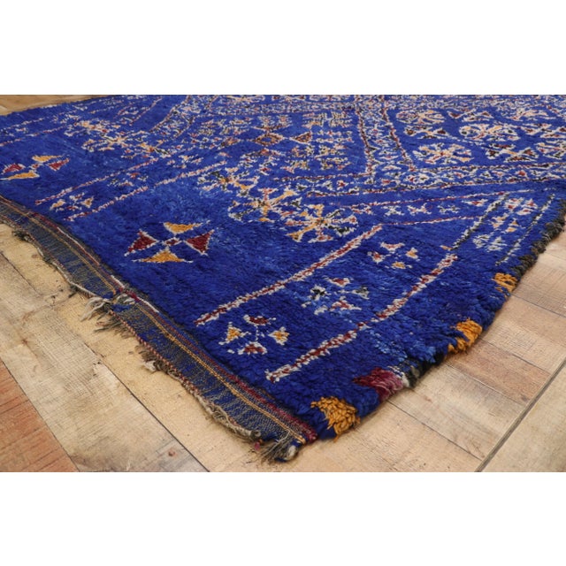 Vintage Blue Beni Mguild Moroccan Rug - 06'10 X 10'06 For Sale In Dallas - Image 6 of 10