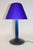 Carlo Nason Murano Lamp, Hand Blown Blue Glass with White Interior and Satin Finish. Stem: anodized blue aluminum. Base...