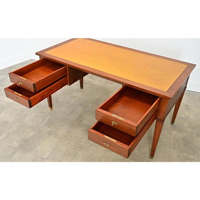 French 20th Century Mahogany and Leather-top Desk For Sale In Baton Rouge - Image 6 of 10