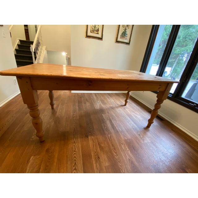 Vintage Solid Knotty Pine Farmhouse Table Chairish