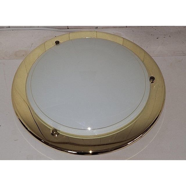 2000 - 2009 Vintage Ceiling Lamp with Brass Frame and Frosted Glass Shade by Hufnagel Leuchten, 2000s For Sale - Image 5 of 7