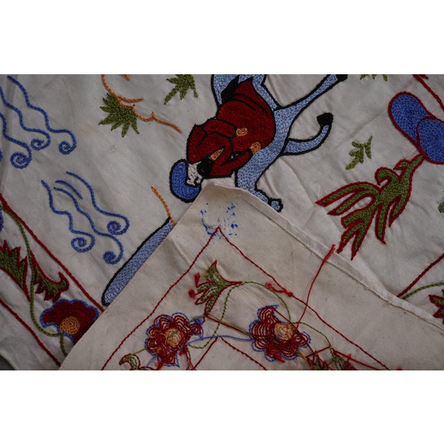 Hand-Embroidered Camel Suzani Runner – Animal Runner for Boho-Chic Interiors 1'6'' X 6' For Sale - Image 10 of 11