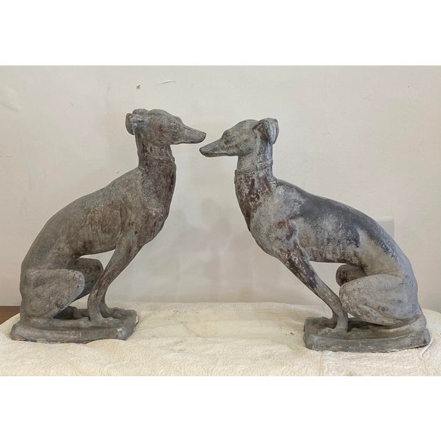 1920s English Garden Lead Whippets Statues a Pair Chairish