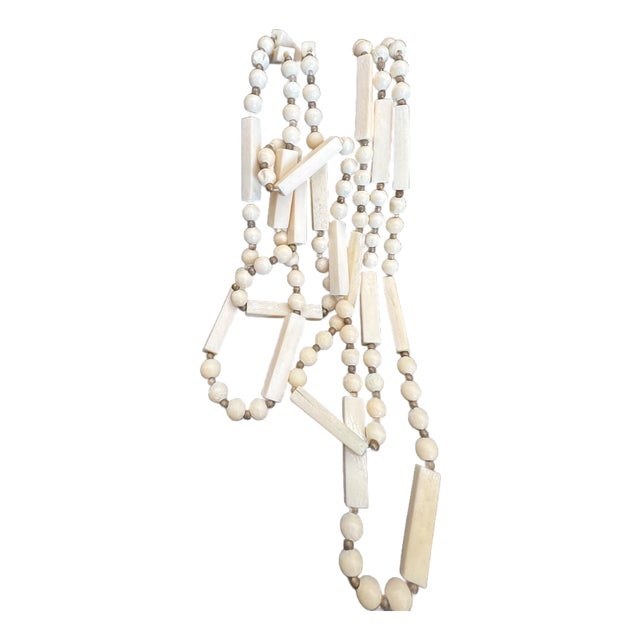 1980s African Bone Bead Necklace, Opera Length For Sale
