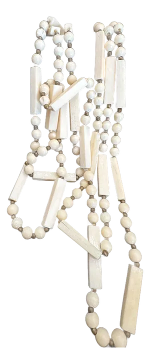 1980s African Bone Bead Necklace, Opera Length
