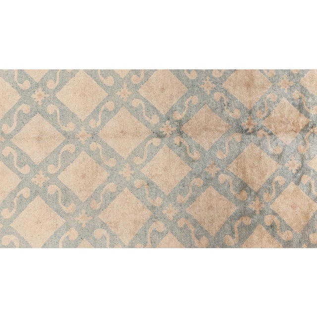 Doris Leslie Blau Vintage Chinese Art Deco Rug in Celadon and Ivory For Sale - Image 4 of 9