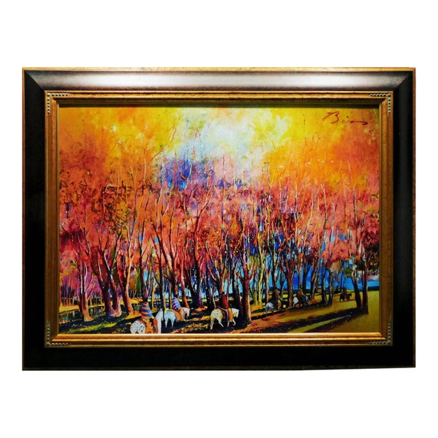 Earl Biss "Braking Through an Autumn Grove" #13 Custom Framed Giclee Print For Sale
