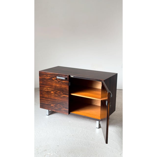 Brown Rosewood & Chrome Gordon Russell Prestige Range Cabinet attributed to Trevor Chinn & Ray Leigh, 1975 For Sale - Image 8 of 10