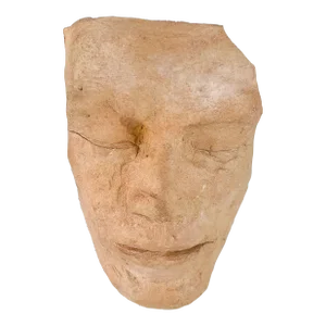 Vintage Sculpture Hand Sculpted Face Death Mask Profile Statue Clay Art