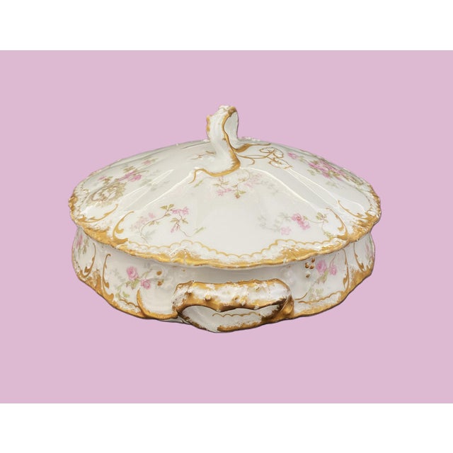 Late 19th C. Theo Haviland Schleiger 144f, Round Covered Vegetable Bowl, Pink Roses, DBL Gold For Sale - Image 14 of 17