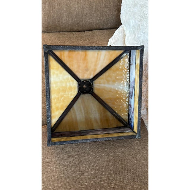 1920s Antique Meyda Arts & Craft Camel Mission Pyramid Egypt Slag Glass 3 Switch Lamp For Sale - Image 10 of 12