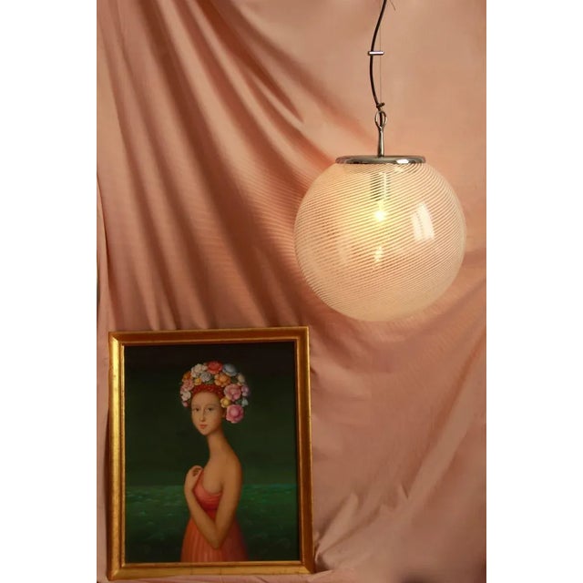 Mid-Century Modern Italian Globe Pendant Lamp by Venini, 1960s For Sale - Image 12 of 15